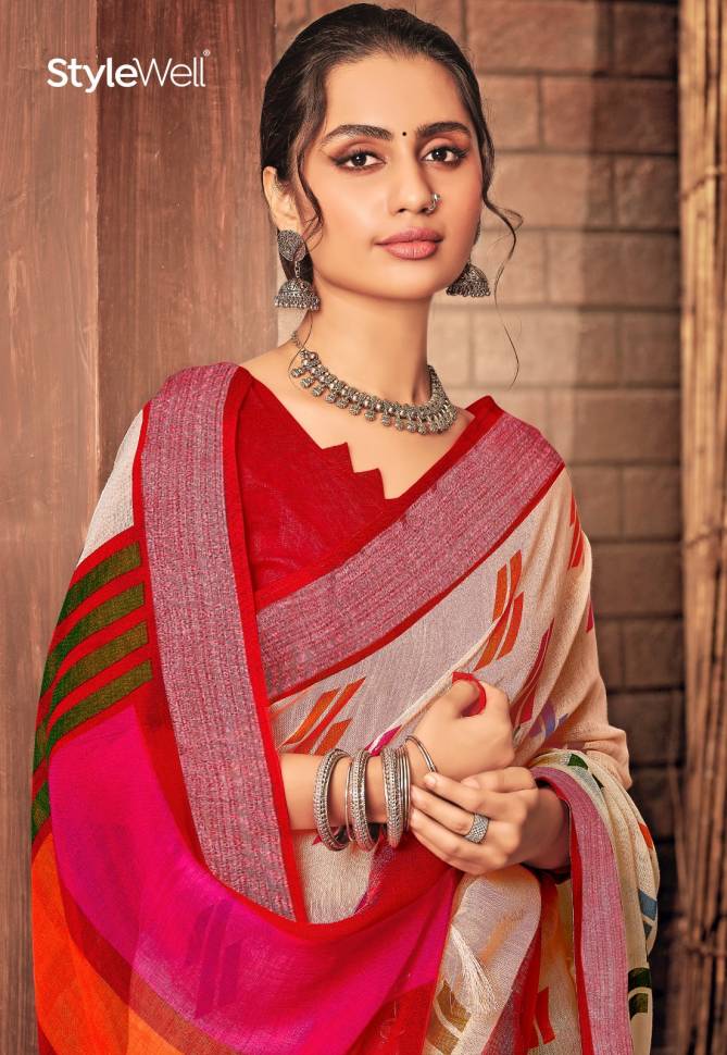 Anupama Vol 5 By Stylewell Linan Printed Sarees Wholesale Suppliers In Surat